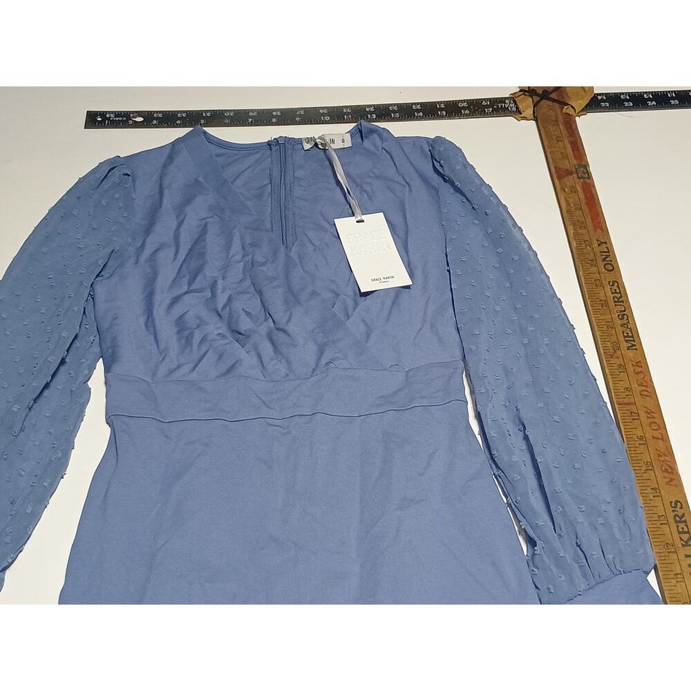 Grace Karen Women's Blue V-Neck Long Sleeve Dress NWT - Picture 3 of 7
